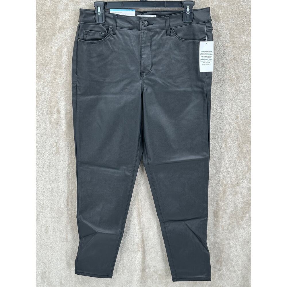 Social Standard Pants Womens 10 Black Ankle Skinny Mid Rise Faux Leather Grunge